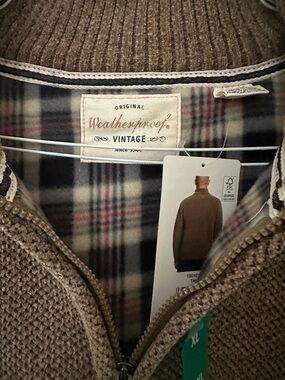 Weatherproof Vintage Men’s Brown 1/4 Zip Sweater w/Flannel Lining.  Size XL